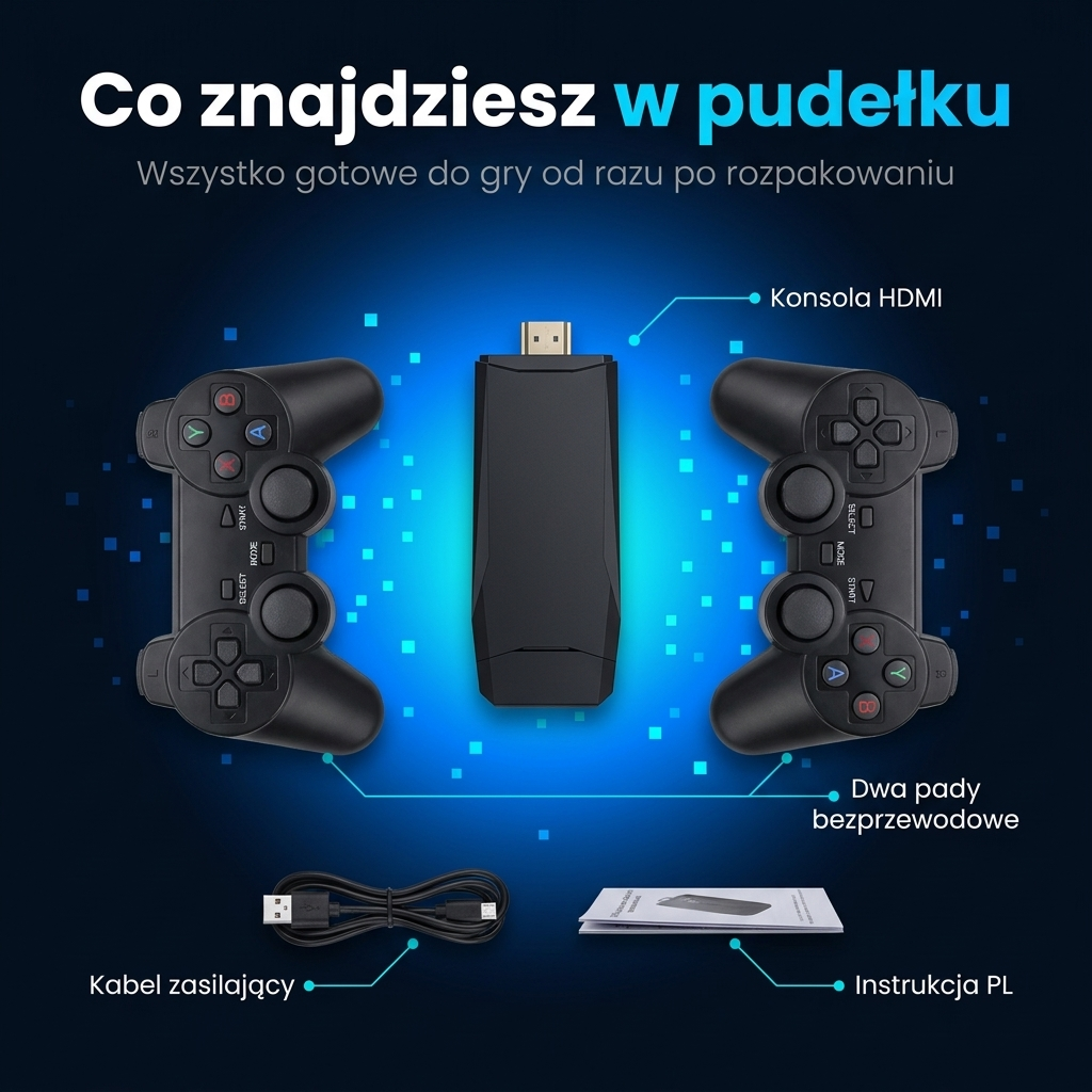 Pikselkowo - Konsola RETRO do telewizora + 2 PADY